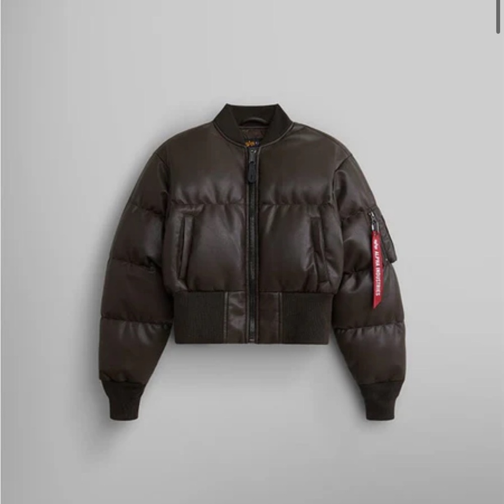 Women's Brown Leather Bomber Jacket